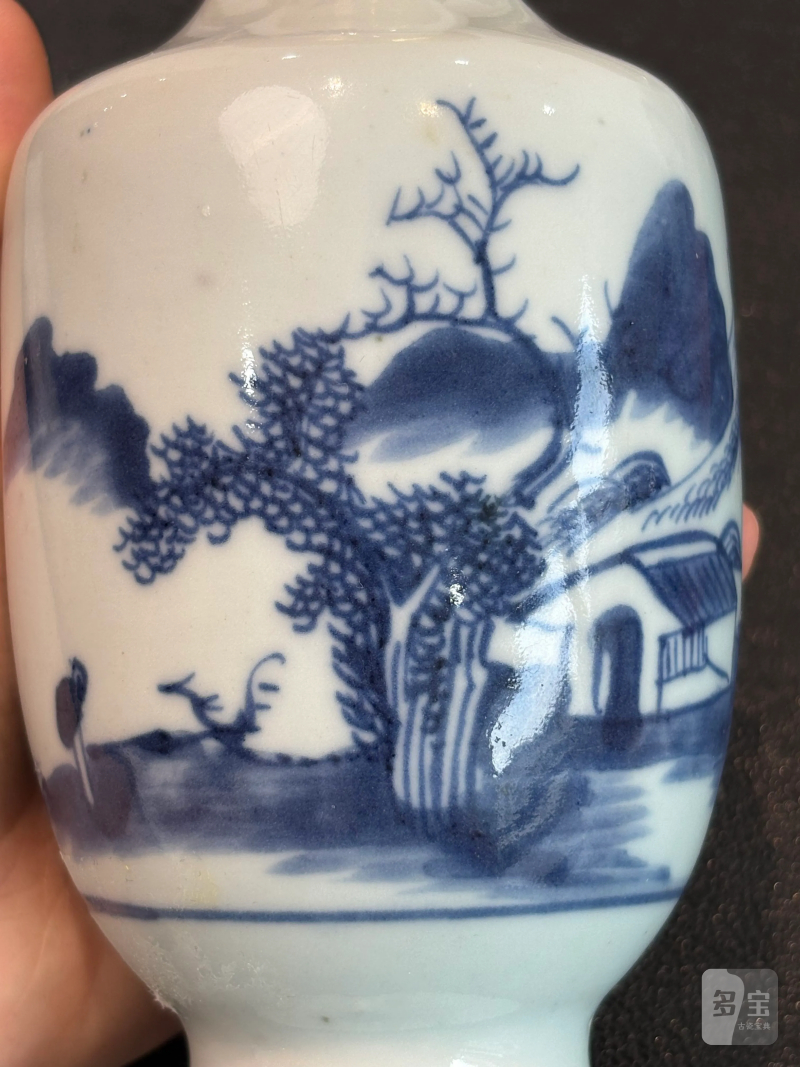 清雍正 青花通景山水纹瓶 - 图10